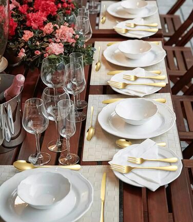 12-Person Cutlery Set, 60-Piece Gold Stainless Steel Cutlery Sets, Elegant Dinnerware Cutlery, High-Gloss Polished and Dishwasher Safe, with Knife, Fork, and Spoon, for Home, Party, Restaurant