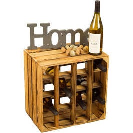Flamed wood wine rack, size 16, dimensions 40x40x27cm. Shelf box, bottle rack. Wine rack, wood, apple crate/wine crate (set of 16, flamed)