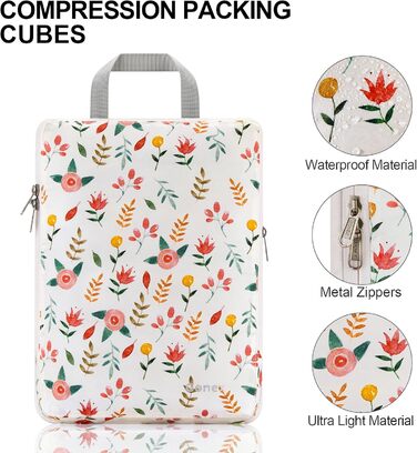 Органайзери для валізи Gonex (набір 4 шт), кубики для пакування, набір для подорожей, оранжево-жовтий (квітковий рожевий (4 шт))