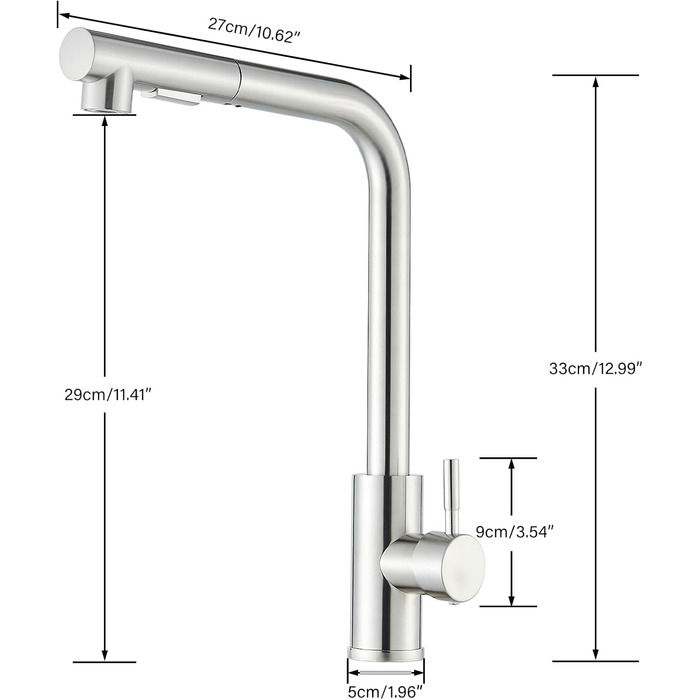 Кран кухонний Rozin чорний матовий з висувною лійкою 360° для мийки, з двома режимами, з донним клапаном