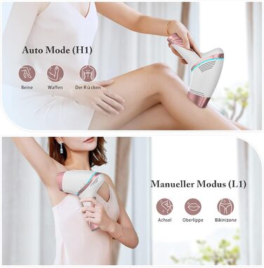 Пристрій для епіляції IPL з охолодженням 5°C, лазерний епілятор з 3 насадками, 5 рівнів потужності, безліч імпульсів, для жінок та чоловіків