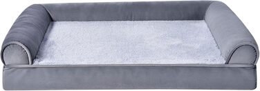 Amazon Basics Foam Pet Bed for Dogs and Pets with Removable Cover, Gray, 76 x 51 x 16 cm (L x W x H)
