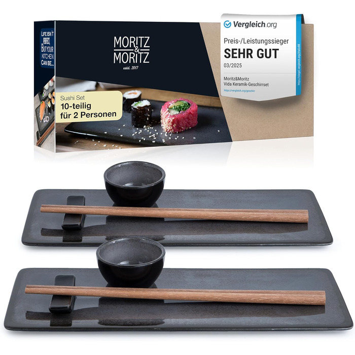 Набір посуду для суші Moritz & Moritz VIDA (10 предметів) на 2 особи - антрацит