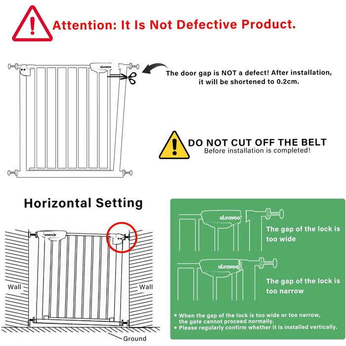 Захист для дверей та сходів UBRAVOO Babygitter, 100 см, безпечне дитяче ворота, автоматичне закриття, трикратне блокування, білий, ширина 76-84 см