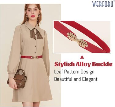 Жіночий еластичний пояс WERFORU Vintage Широкий пояс для суконь та одягу. Кольори: чорний, білий, коричневий, бежевий. Розмір: 67-79 см