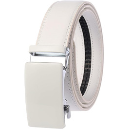 Чоловічий шкіряний ремінь з автоматичною пряжкою, 3,4 см, 130 см, чорний/білий - для бізнесу та повсякденного стилю