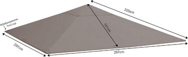 QUICK STAR Replacement Roof for Garden Pavilion 3x3m RAL 7012 Antique Pavilion Roof Replacement Cover (3 x 3 m - 250g/m², Grey)