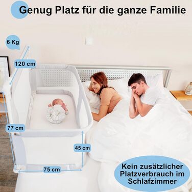 BabybeFun Bedside Crib Baby [Breastfeeding in your own parents' bed] Crib for Box Spring bed and regular bed with rollover protection [Extra Safe] Bed Rail Guard | Kids Bed Alternative 1