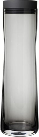 blomus -SPLASH- Water carafe made of smoked glass, smoky/dark grey, 1-liter capacity, silicone/stainless steel lid, easy handling (W / D / H: 29.5 x 9 x 9 cm, 63807)