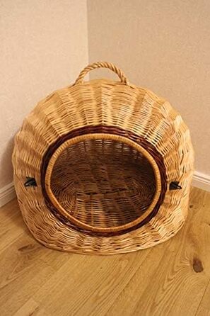 Транспортний кошик для котів та собак з плетіння лози з металевим ґратком та подушкою, XL, XXL (XXL=60x50x52 см)