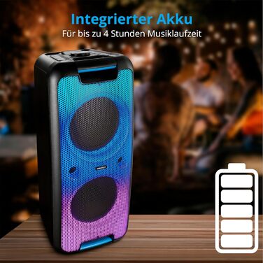 MEDION PE-1 Pure Partybox: портативна Bluetooth колонка з мікрофоном, світлові ефекти, караоке, AUX, USB, радіо (2 x 450 Вт)