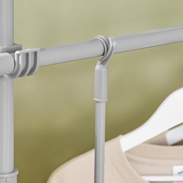 SoBuy® FRG109 Telescopic Wardrobe System with 2 Clothes Rails, Clothes Storage System, Shelf System, Clothes Rack (Light Grey)
