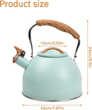 Чайник Wisebom Flötenkessel 3L: Ретро модель з нержавіючої сталі для індукційних та газових плит, з дерев'яною ручкою. Ідеально для чаю та кави.