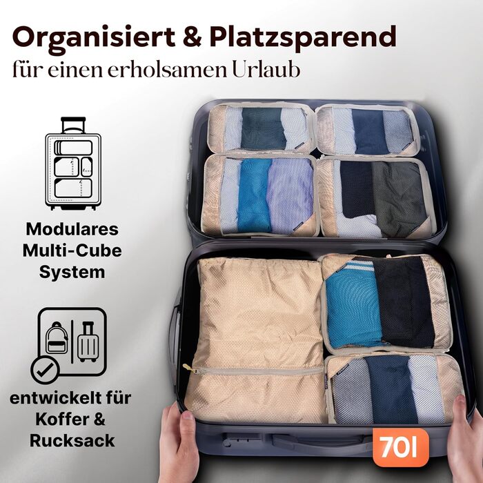 Набори для пакування валізи з компресією (3 шт., Desert Whisper - Бежевий)