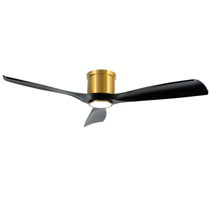 Сучасний стельовий вентилятор 132 см з підсвічуванням та пультом керування, тихий DC-двигун, сумісний з Alexa/Google Home (чорне золото)