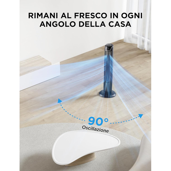 Вентилятор торгової марки Midea FZ10-17JR Elegant Tower Fan з дистанційним керуванням, таймером, потужність 45W, чорний колір