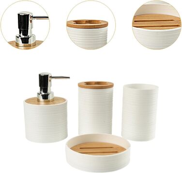 Набір аксесуарів для ванної кімнати Perfk 4X: мильниця, стакан для води, тримач для зубних щіток, зелений (білий)