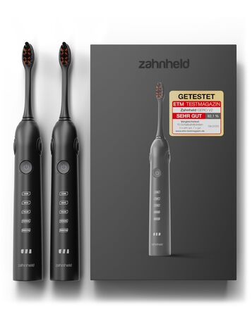 Zanheld GERO G2: 2 електричні зубні щітки з насадками та кейсом, чорні