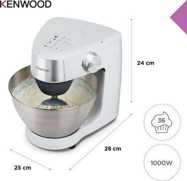 Кухонний комбайн Kenwood Prospero+ KHC29.H0WH, 1000 Вт, чаша з нержавіючої сталі 4,3 л, білий, набір аксесуарів з 9 предметів (подрібнювач, блендер, соковитискача)
