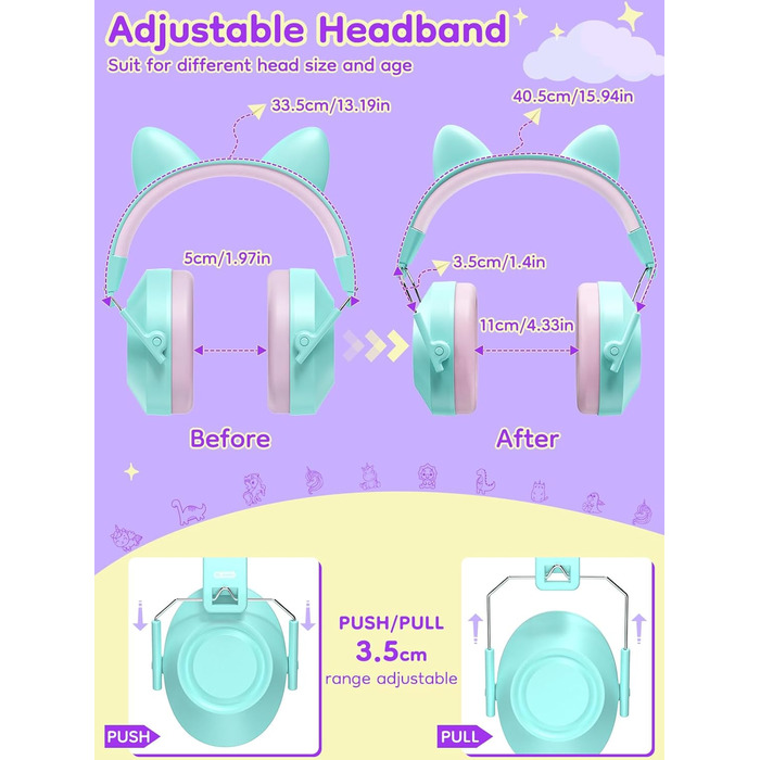 Навушники захисні дитячі Dr.meter SNR 32dB, зелені - для аутистів, концертів, авіашоу