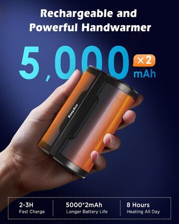 Електричні грілки для рук EasyAcc 10000mAh (2 шт) з LED-дисплеєм - 3 режими нагріву, для кемпінгу, полювання, Рейно