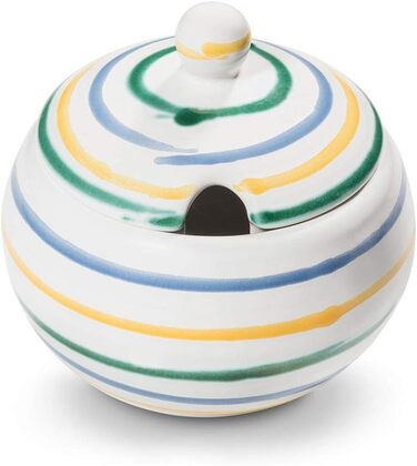 GMUNDNER CERAMICS Sugar Bowl with Cutout Diameter: 10 cm Multicolor Flamed Dishware, handmade in Austria