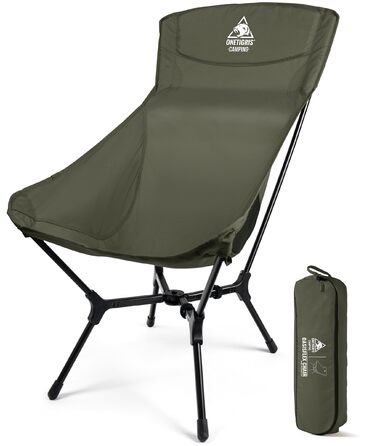 Кемпінговий стілець OneTigris OASISFLEX складний, високий, до 150 кг, зелений Ranger. Стілець для риболовлі, туризму з бічними кишенями