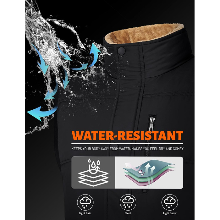 Чоловіча жилетка MAGCOMSEN з підкладкою, зимова, без рукавів, тепла флісова жилетка, для відпочинку, термо, перехідна жилетка з багатьма кишенями, чорна, XL