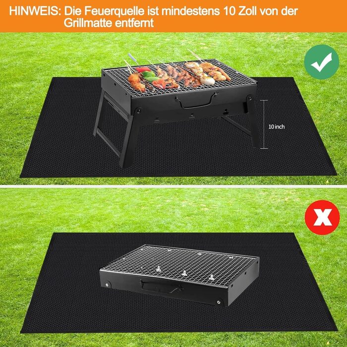 Вогнетривка підкладка під гриль та BBQ 130x160 см, захисний килимок для газового гриля та вогнища, водонепроникний та антипригарний