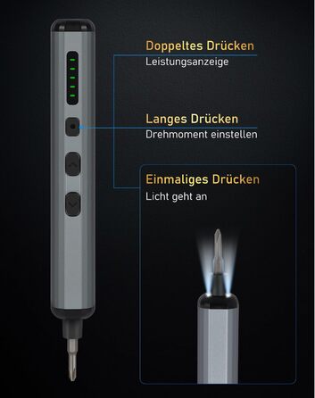 Електрична викрутка 70 в 1 з набором S2 біт, 4 LED, 200 RPM, для ремонту годинників, ПК, телефонів (срібно-чорний)