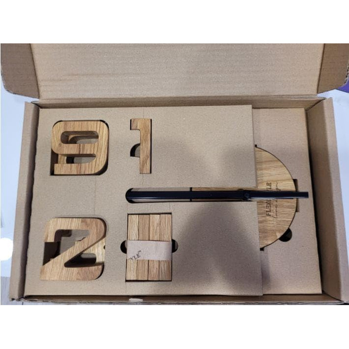 FLEXISTYLE 3D Wall Clocks DIY Oak Wood Large 50-75CM (Thickness 19MM!) for Office, Living Room, Bedroom Decoration (Black Hands, Wood), z54g eco75 d-1-x