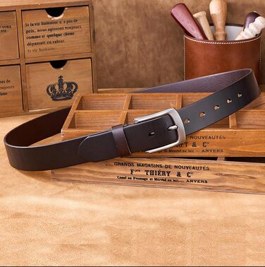 Чоловічий шкіряний ремінь - Jeansgürtel для чоловіків | З подарунковою коробкою | Ширина 38 мм | Колір: коричневий