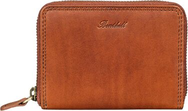 Benthill Wallet Women's Small Genuine Leather | Wallet with RFID Protection | Slim Flat Card Wallet with Zipper & 6 Card Slots, Color: Brown