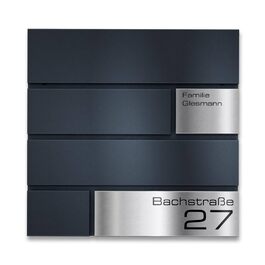 Поштова скринька Metzler Modell G антрацит, порошкове покриття RAL 7016, з гравіюванням та табличкою з нержавіючої сталі, настінний монтаж, 37x37x10.5 см