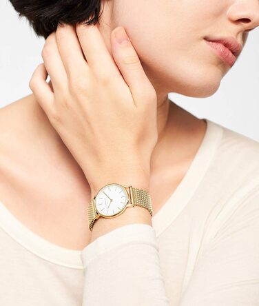 Годинник жіночий Liebeskind Berlin – круглий кварцовий годинник 34 мм – сітчатий ремінець – водостійкий 5 ATM – сучасний та елегантний – доступний у різних кольорах: золото / білий