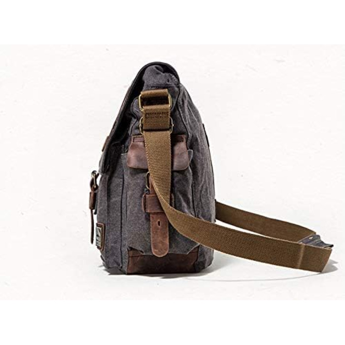 Вінтажна чоловіча сумка через плече з шкіри та канвасу Sechunk, для ноутбука 15/17 дюймів, сіра