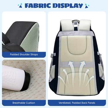 Шкільний рюкзак для підлітків 46L, рюкзак для школи, гімназії, старшої школи з нагрудним ременем, світловідбиваючими елементами, відділенням для 17.3' ноутбука, чорний (Casual-5255)