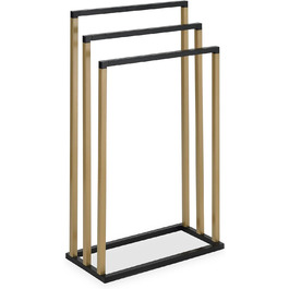 Підставка для рушників KUNO, чорний/золотий, металева, з 3-ма перекладинами, самостійна