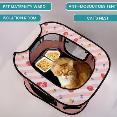 Складаний вольєр для тварин Belle Vous Pink - для собак та котів, знімний дах, для дому та вулиці