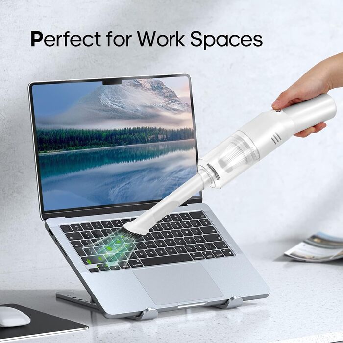 Акумуляторний портативний ручний пилосос Suloea, USB, для авто та дому, легкий, бездротовий, білий