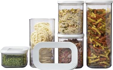 Mepal 5-Piece Storage Container Set with Lids - Rectangular Food Containers - Plastic Kitchen Organizer - Airtight Storage Containers - 1x 2000 ml, 1x 1500 ml, 2x 1000 ml & 1x 425 ml - White