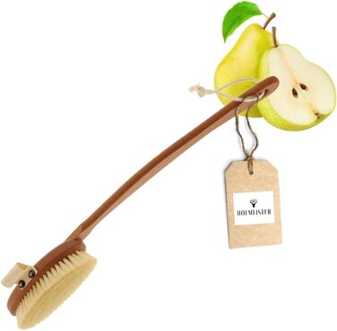 HOFMEISTER® Bath Brush with soft natural bristles, made of pear wood, 44 cm length, Made in Germany