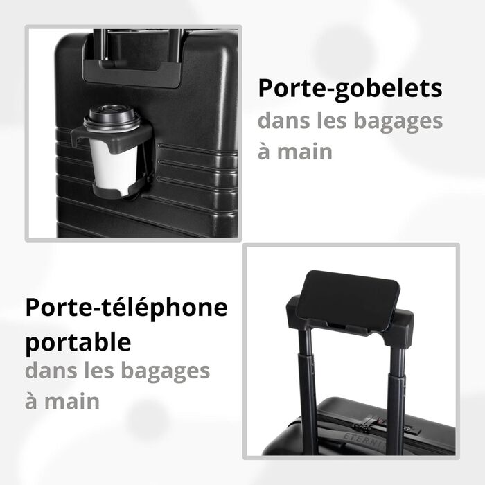 Валіза ETERNITIVE з ABS-пластику: роликовий багаж, валіза-тролі, легка з подвійними колесами 360°, валіза з TSA-замком, ручна поклажа (S + M), чорний (2 шт.)