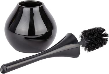 Набір для туалету WENKO Mod. Flakon: тримач щітки та щітка для унітазу, чорний, кераміка та пластик, 17x42.5 см