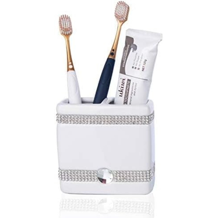 Набір аксесуарів для ванної кімнати CAA's з кераміки, 4 шт. (білий з цирконієм)