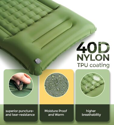 Надувний килимок Isomatte самонадувний, для кемпінгу та відпочинку на природі (оливковий, одинарний)