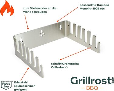 Оригінальний тримач решітки для керамічних грилів Grillrost.com, 5 мм нержавіюча сталь, масивний органайзер для гриля