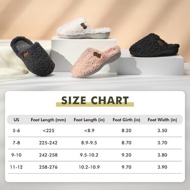 Жіночі тапочки YOLIS Flauschig з підтримкою склепіння стопи, м'які, з піною з пам'яті, зручні та теплі для дому та вулиці, чорні, 36/37 EU