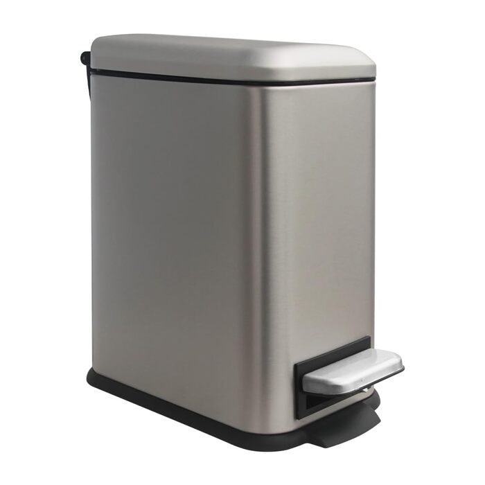 Трюмний смітник для кухні: вузький, з педаллю, з відром, нержавіюча сталь, 5л, зелений