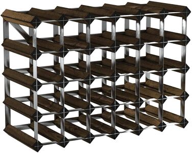Cranville Wine Racks Classic 30 (6x4) Bottle Pine Wood and Galvanized Metal Wine Rack Fully Assembled (Brown, 136x66.5x74 cm)